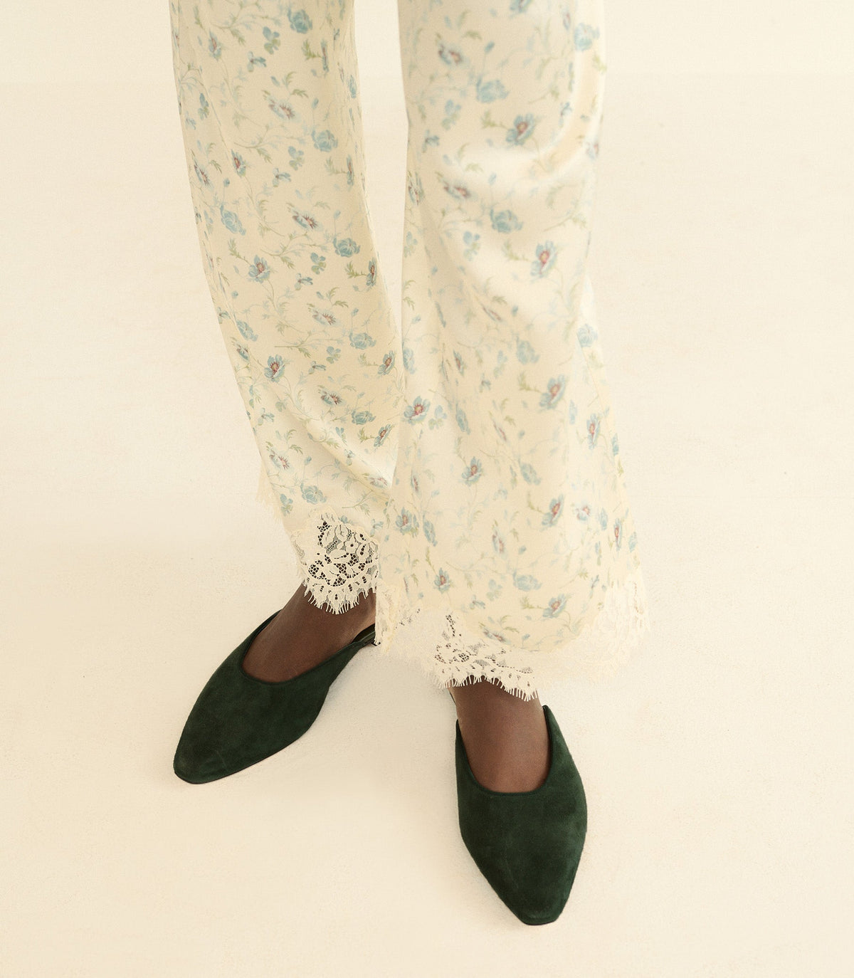 Adair Slide – Dark Pine Suede Almond-Toe Leather Mule