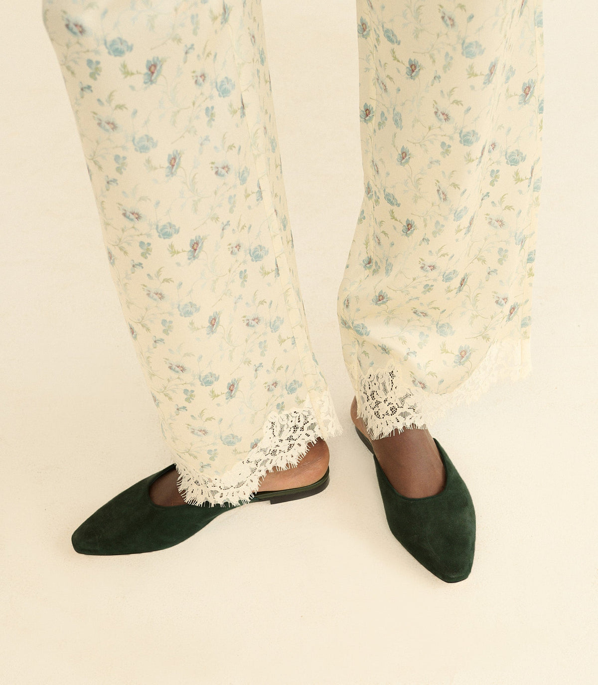 Adair Slide – Dark Pine Suede Almond-Toe Leather Mule