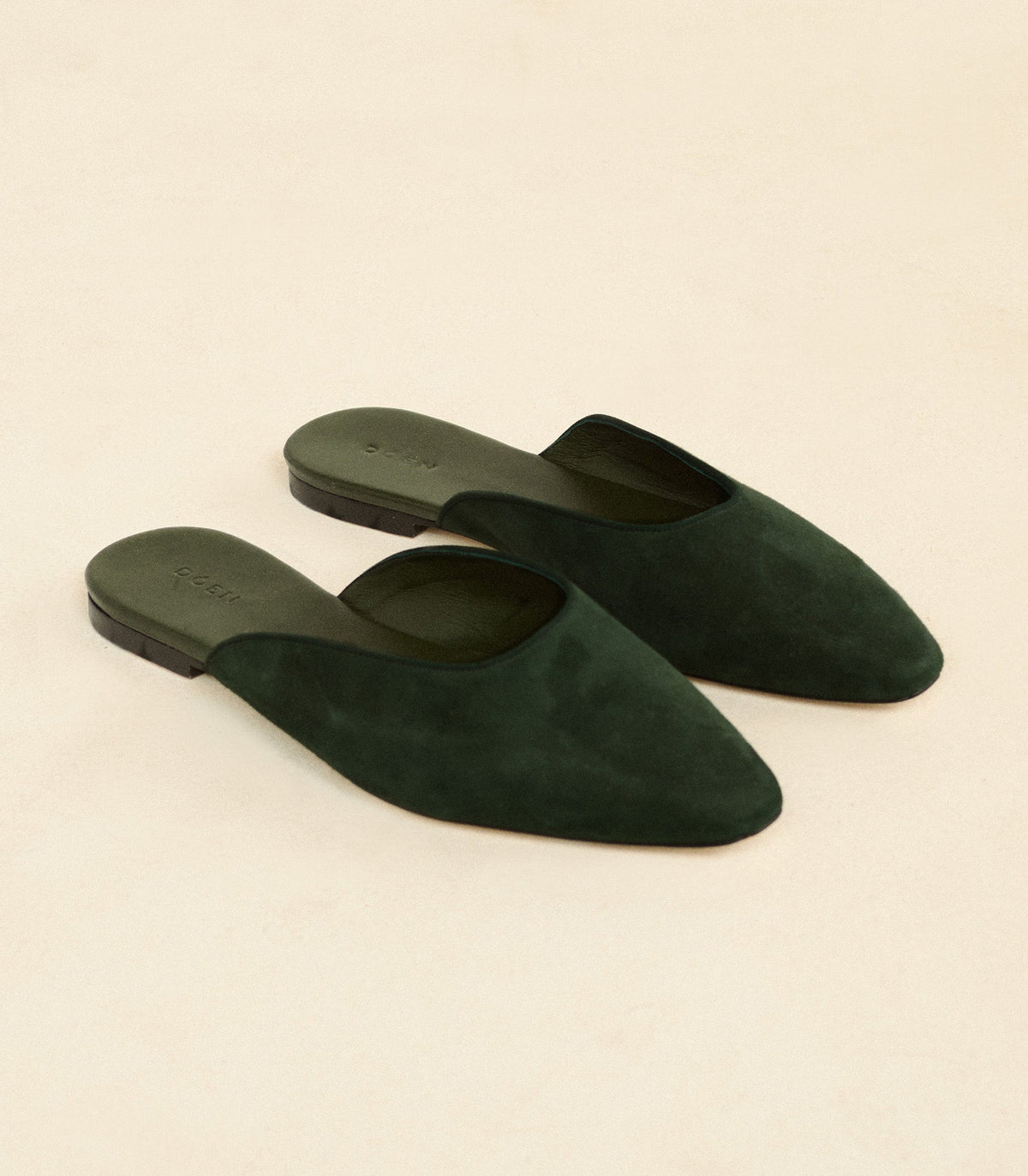 Adair Slide – Dark Pine Suede Almond-Toe Leather Mule