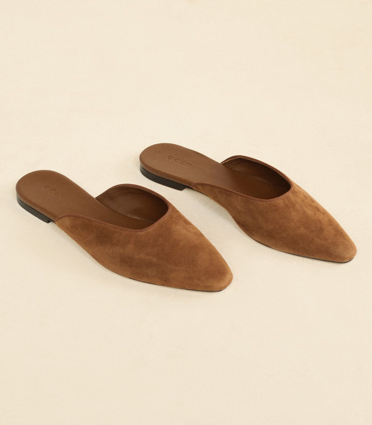Adair Slide – Tortoise Suede Almond-Toe Leather Mule