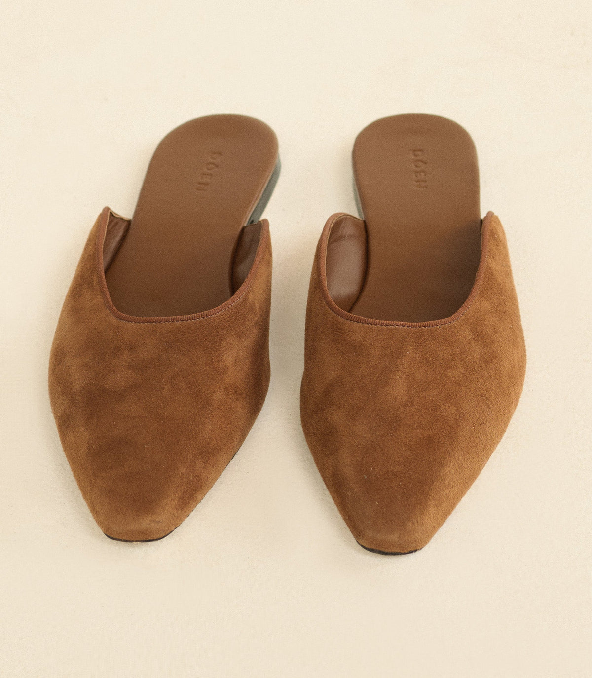 Adair Slide – Tortoise Suede Almond-Toe Leather Mule