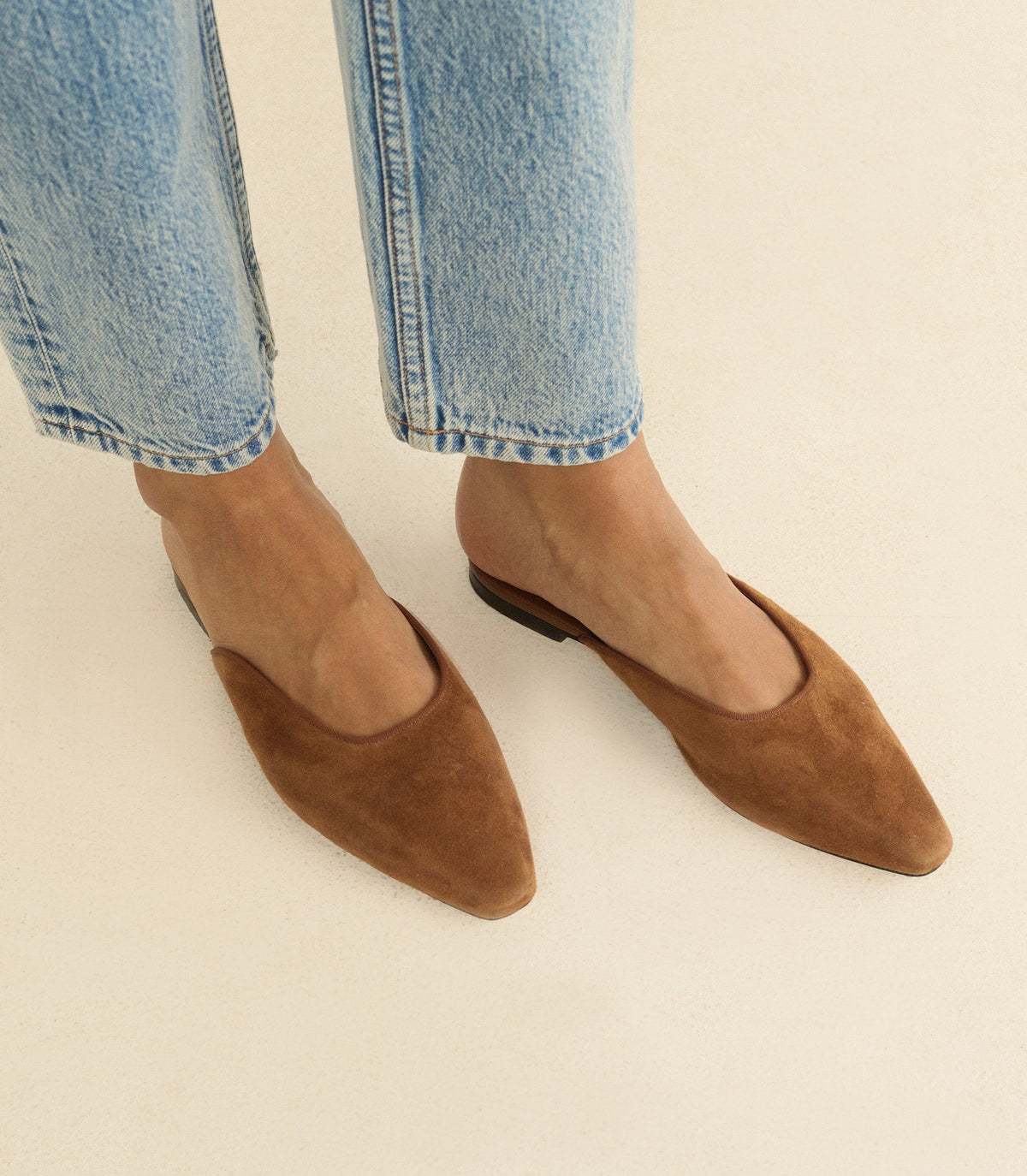 Adair Slide – Tortoise Suede Almond-Toe Leather Mule