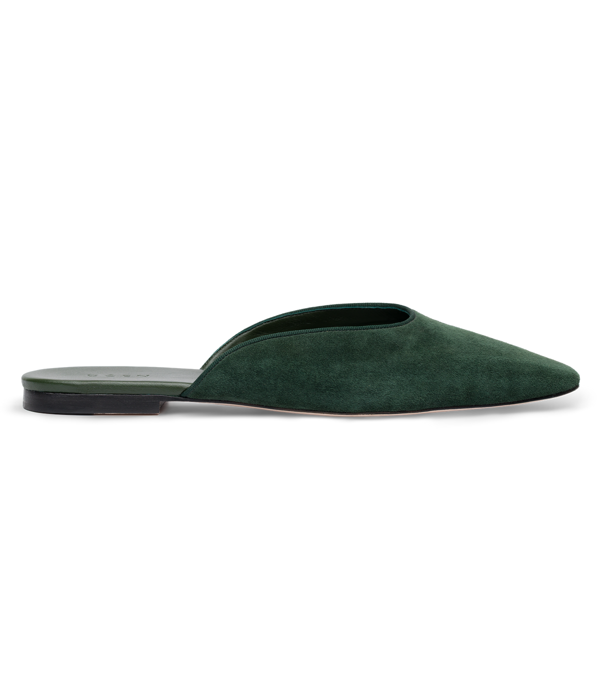 Adair Slide – Dark Pine Suede Almond-Toe Leather Mule