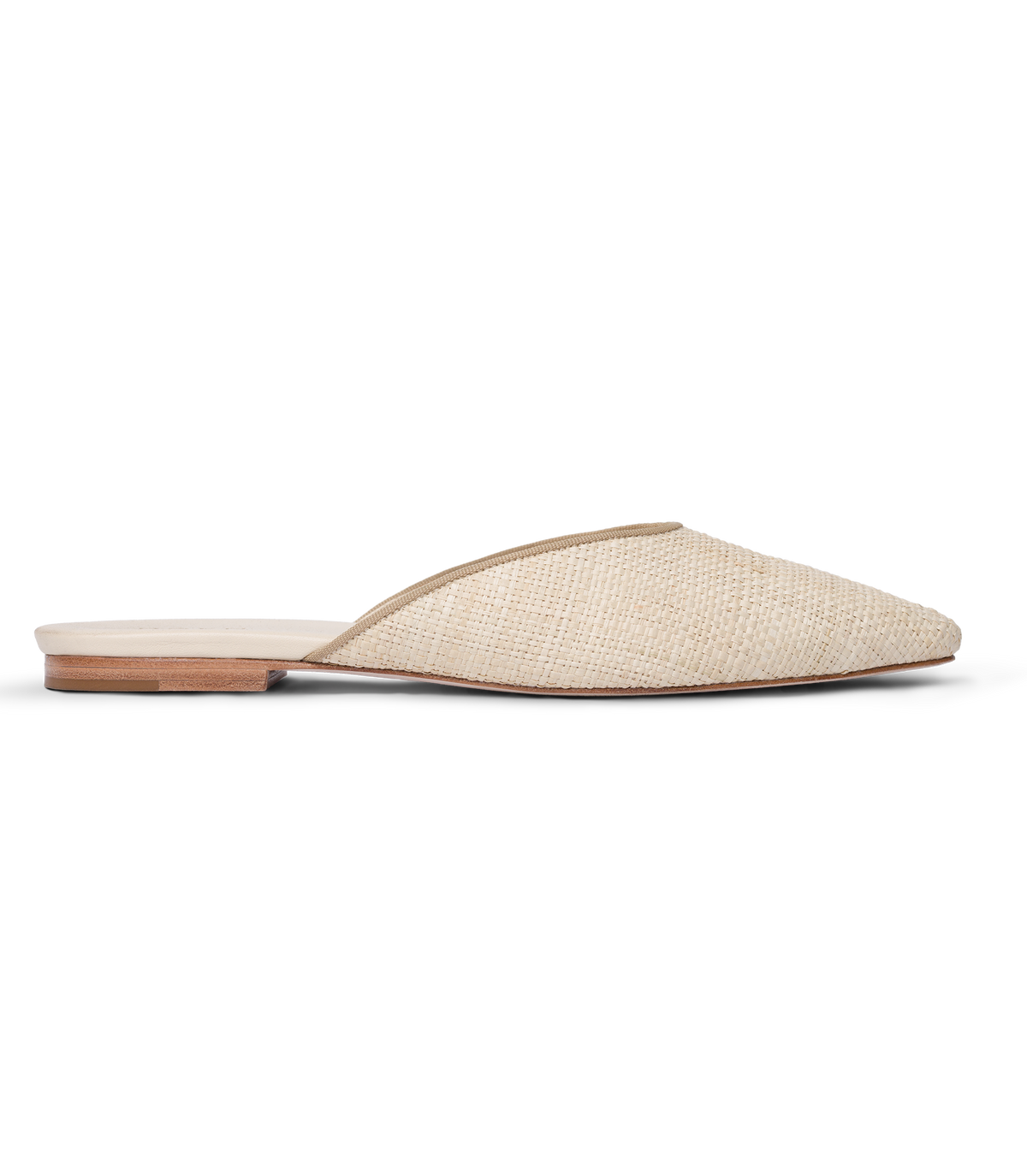 Adair Slide – Natural Raffia Almond-Toe Leather Mule