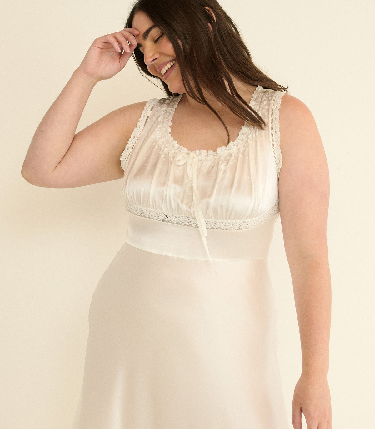 Adalie Dress – Salt Silk Satin Embroidered 1930s Gown