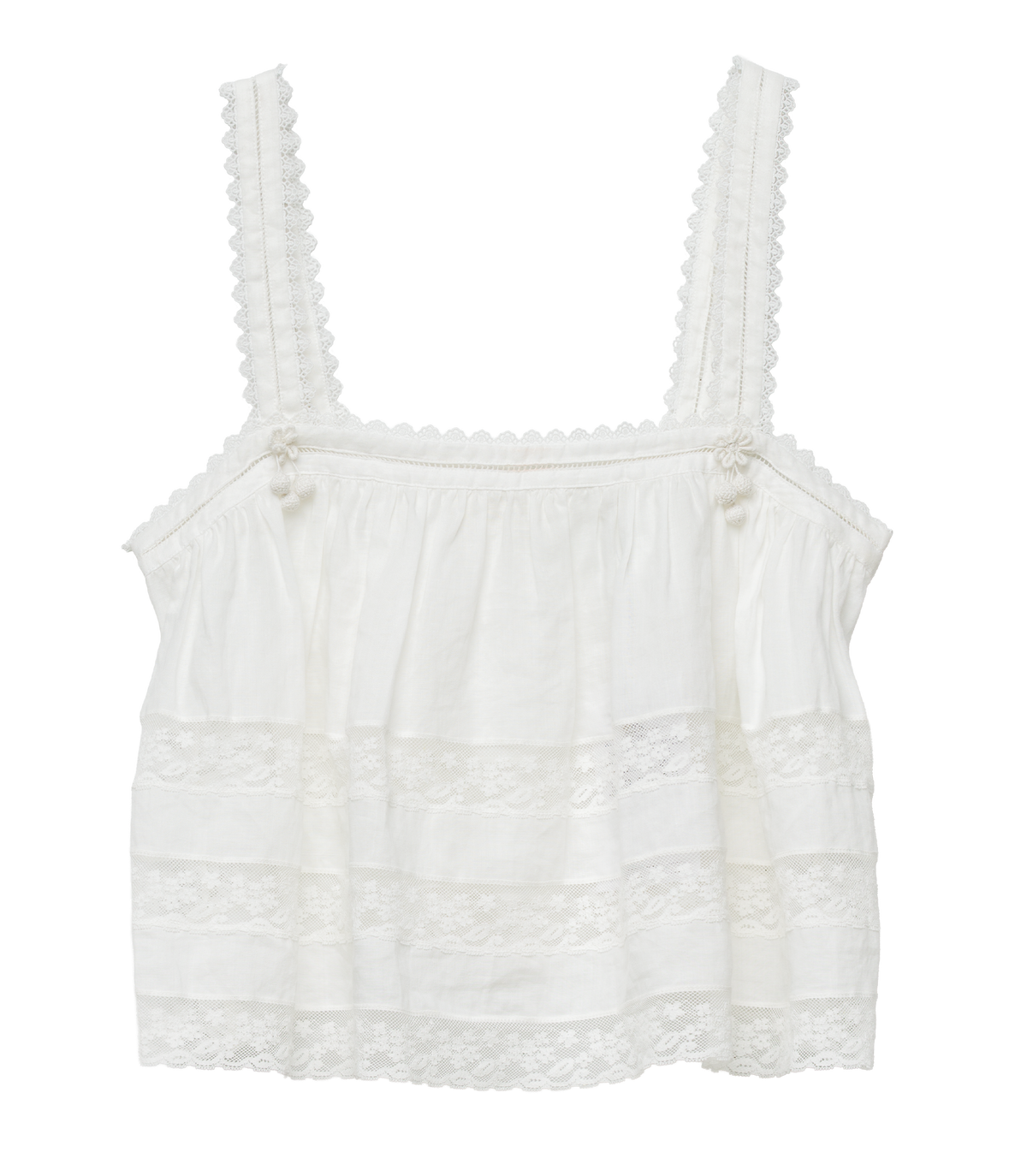 Adalyn Top – Salt Ramie Lace Scallop Square-Neck Popover