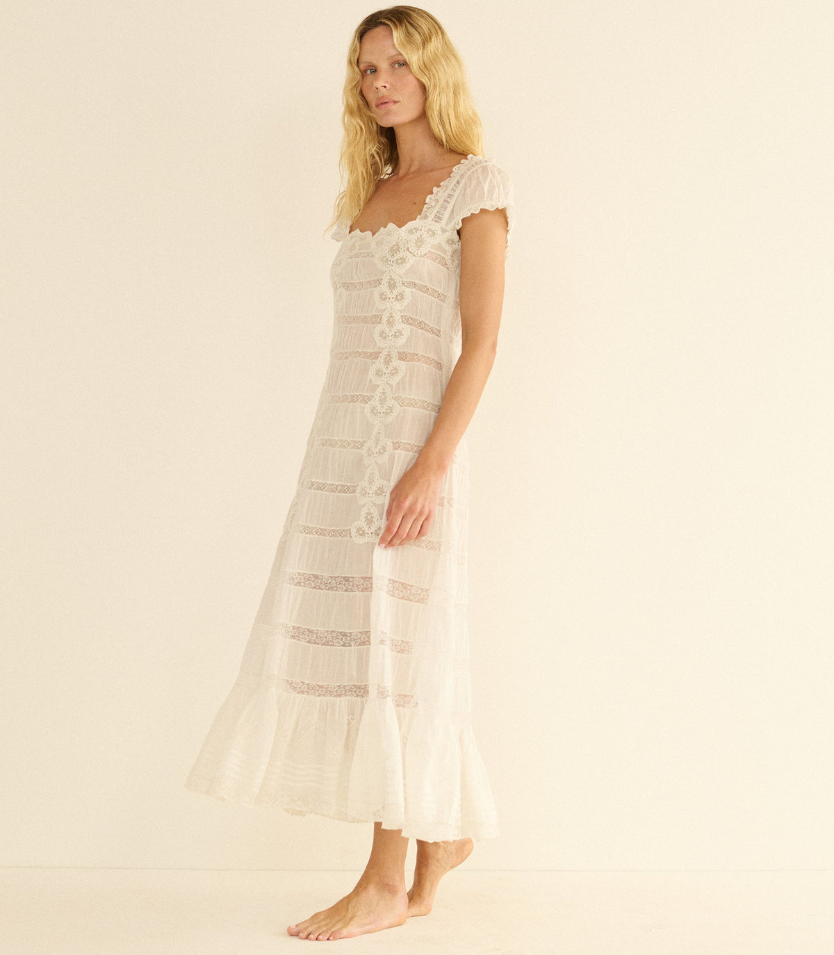 Adelaide Dress – Salt Organic Cotton Voile Lace Slip Dress
