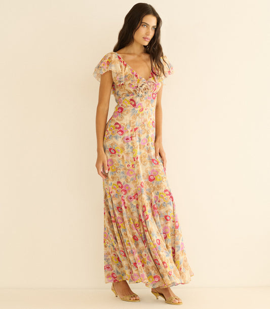 Amérelle Floral Silk Georgette Dress – Jardin de Camelias