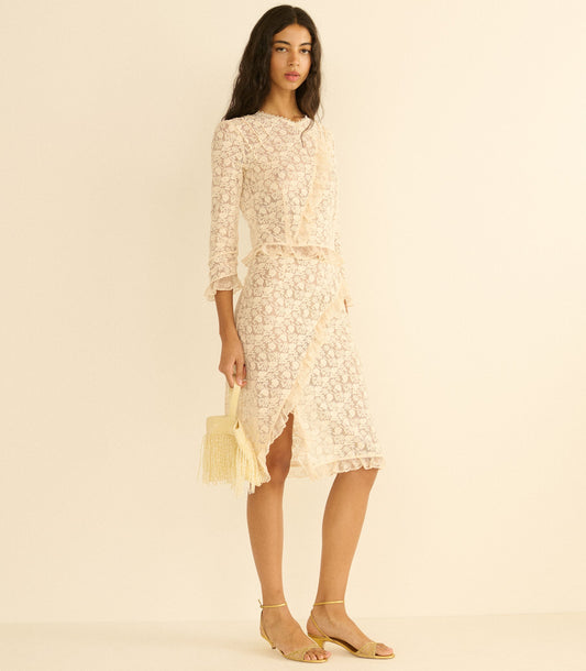 Aurella Skirt Soft Camellia | Embroidered Tulle Skirt
